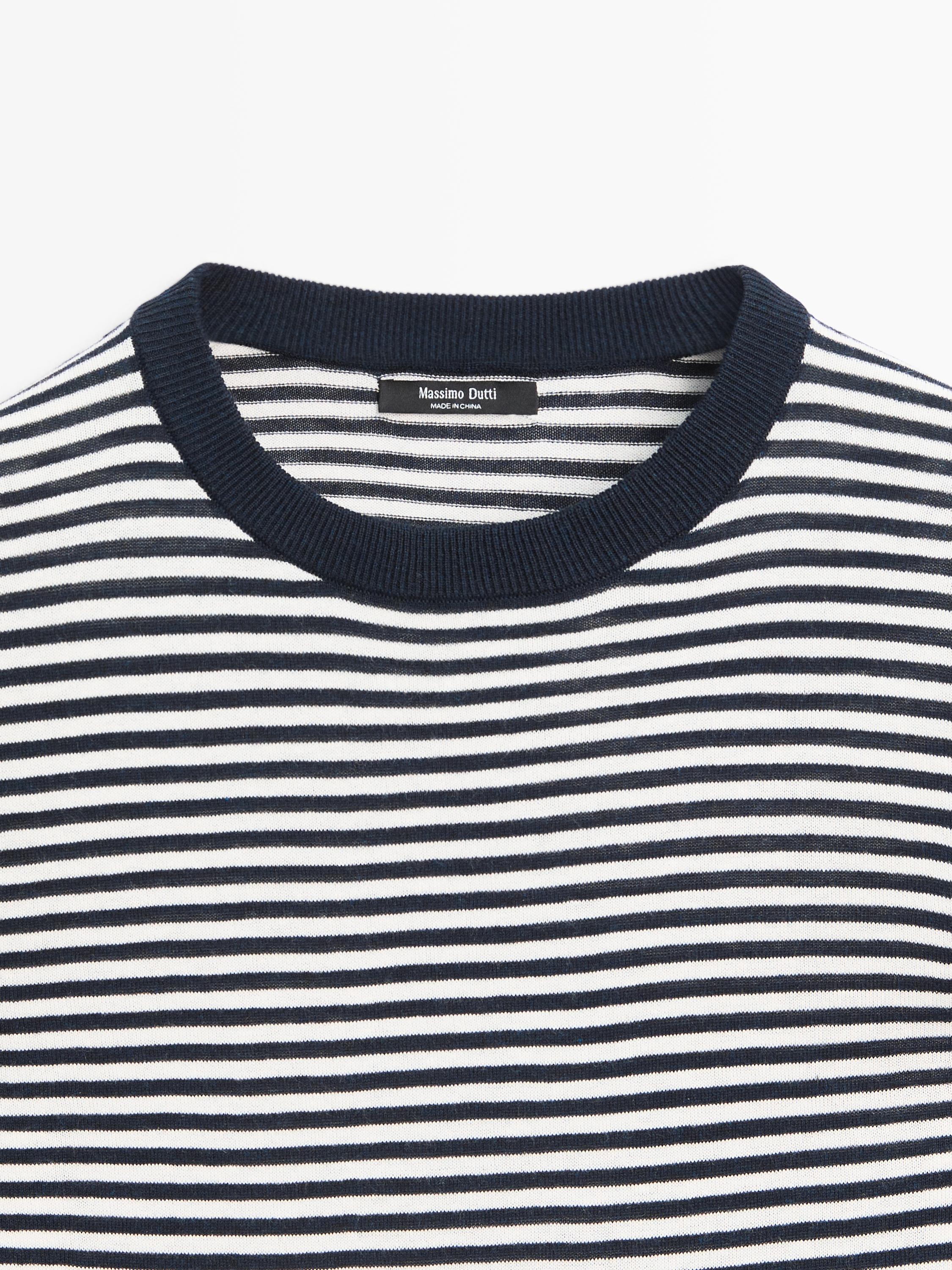 Pull en maille rayée coton et soie